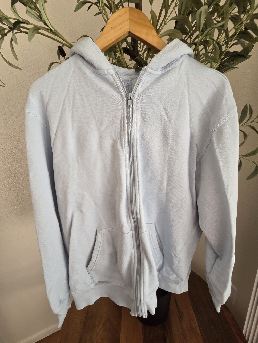 SKIMS Light Blue Zip-Up Hoodie